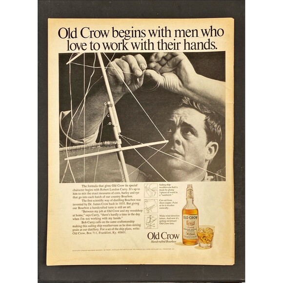 Old Crow Bourbon "Takes Same Detail to build Ship Model & Mix grain"Print Ad '70 - Picture 3 of 3